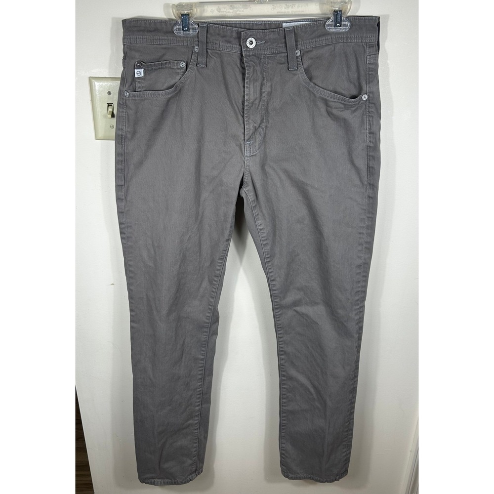 AG Adriano Goldschmied Everett Slim Straight Pants Mens 34x32 Gray Cotton Casual
